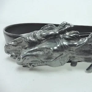 GUCCI BLACK DOUBLE HORSE HEAD LEATHER belt 28 70cm Gucci | Accessories | Gucci Black Double Horse Head Leather  main image 2